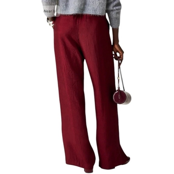 J Crew Stratus Pant in Textured Burgundy Size M - Picture 2 of 9
